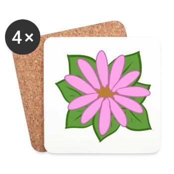 Plantes Feuilles Naturelles Fleur Rose - Dessous de verre (lot de 4) - blanc - Devant