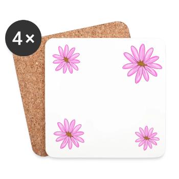 Quatre fleurs violettes plantent des fleurs - Dessous de verre (lot de 4) - blanc - Devant