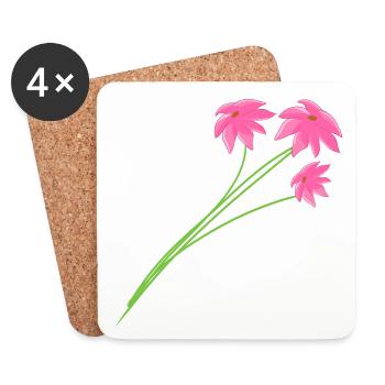 drei rosa blumen symbol - Untersetzer (4er-Set) - Weiß - Vorne