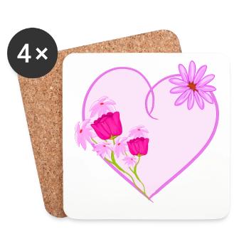 lila herz blumen natur - Untersetzer (4er-Set) - Weiß - Vorne