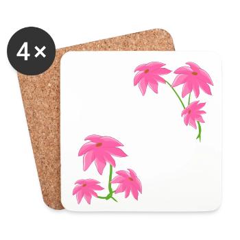Pattern Pink Flower Plants - Coasters (set of 4) - white - Front