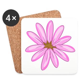 Fleur de fleur de plante rose - Dessous de verre (lot de 4) - blanc - Devant