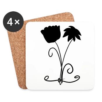 blumen symbol pflanze pflanzen - Untersetzer (4er-Set) - Weiß - Vorne