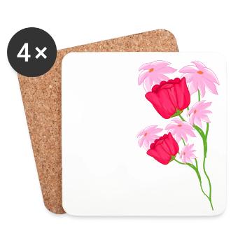 Pink Flowers Pattern Plant Symbol - Coasters (set of 4) - white - Front