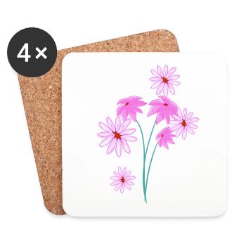 Purple Flowers Pattern Plant Symbol - Coasters (set of 4) - white - Front
