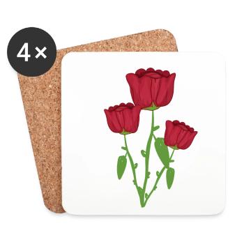 Trois Roses Fleur Végétale Rouge - Dessous de verre (lot de 4) - blanc - Devant