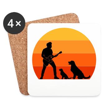 Guitar Player Pet Dog Animal Musician Bassist - Coasters (set of 4) - white - Front