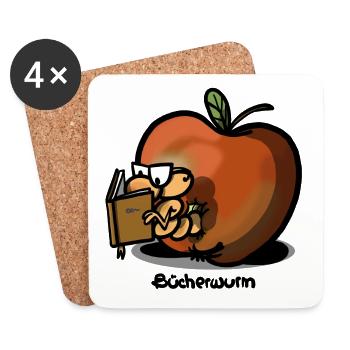 Bücherwurm - Untersetzer (4er-Set) - Weiß - Vorne