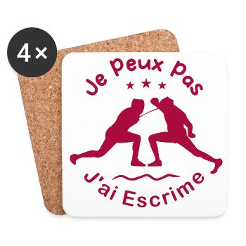 J'peux pas j'ai Escrime - Dessous de verre (lot de 4) - blanc - Devant