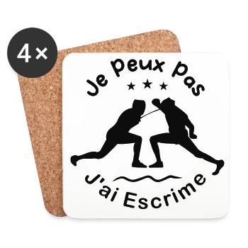 J'peux pas j'ai Escrime - Dessous de verre (lot de 4) - blanc - Devant