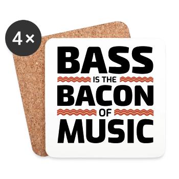 Basse Guitariste Bacon Musicien Bassiste - Dessous de verre (lot de 4) - blanc - Devant