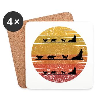 Husky Sledding Sled Dog Racing Alaskan Racers - Coasters (set of 4) - white - Front