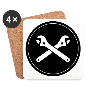 Schraubenschlüssel Icon - Untersetzer (4er-Set) - Weiß - Vorne
