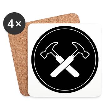 Hammer Symbol - Untersetzer (4er-Set) - Weiß - Vorne