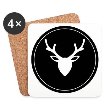 Icône de cerf cerf - Dessous de verre (lot de 4) - blanc - Devant