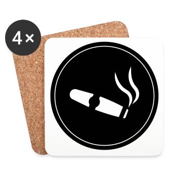 Symbole du cigare - Dessous de verre (lot de 4) - blanc - Devant