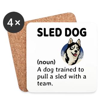 Husky Sledding Sled Dog Racing Alaskan Racers - Coasters (set of 4) - white - Front