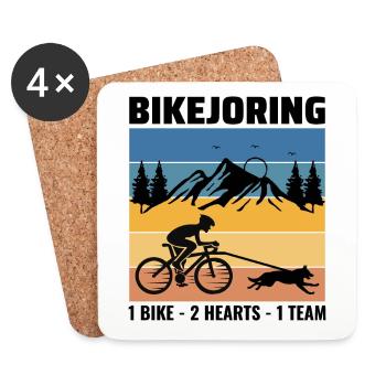Bikejoring DogScooting Dog Sport Bike Bicycle Ride - Coasters (set of 4) - white - Front