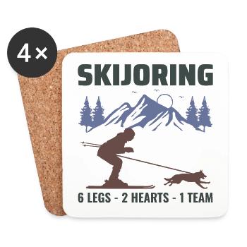 Chien Skijoring Sports d’hiver extrêmes Course de ski - Dessous de verre (lot de 4) - blanc - Devant