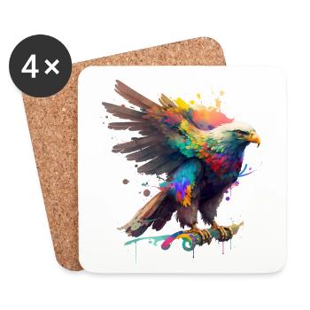 Regenbogen Adler ∞ Rainbow Eagle ∞ vauART - Untersetzer (4er-Set) - Weiß - Vorne