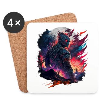 Apocalypse Ninja Warrior | AI generated Art - Untersetzer (4er-Set) - Weiß - Vorne