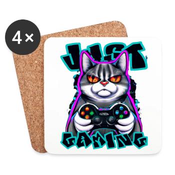 Gamingcat - Dessous de verre (lot de 4) - blanc - Devant