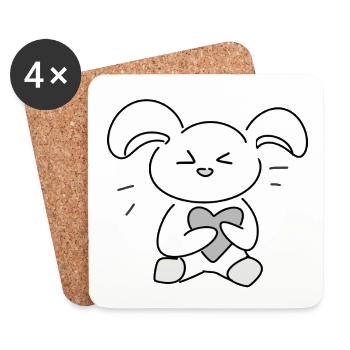 Hase Teddy Tier Süß Herz symbol - Untersetzer (4er-Set) - Weiß - Vorne
