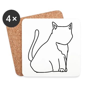 Cat Symbol Animal Pet Cartoon - Coasters (set of 4) - white - Front