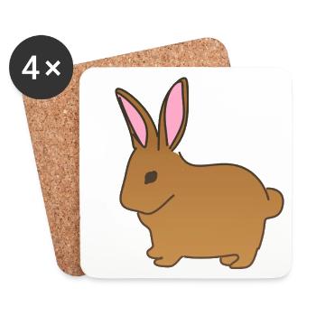Lapin animal symbole mammifère brun - Dessous de verre (lot de 4) - blanc - Devant