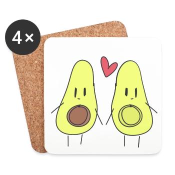 Avocat aime la nourriture pour couples - Dessous de verre (lot de 4) - blanc - Devant