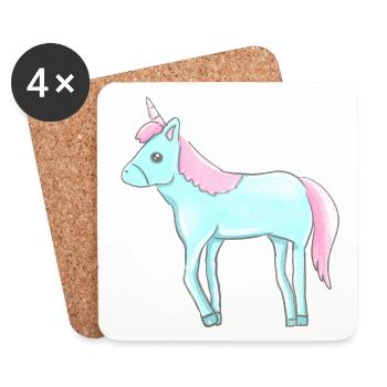 Einhorn Tier Symbol Fantasie blau - Untersetzer (4er-Set) - Weiß - Vorne