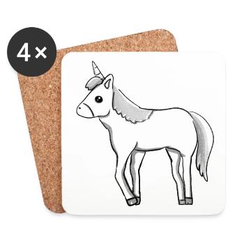 Einhorn tier symbol Fantasie cartoon - Untersetzer (4er-Set) - Weiß - Vorne
