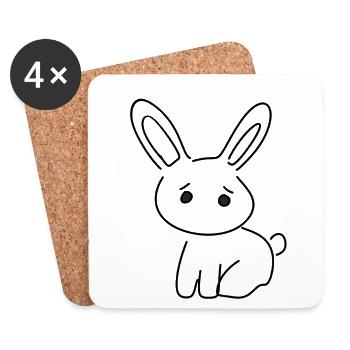 Lapin Animal Symbol Cartoon - Dessous de verre (lot de 4) - blanc - Devant