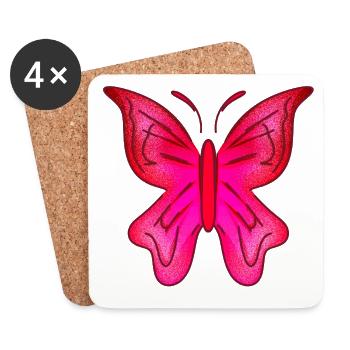 Papillon Symbole Rose Insecte Animal Paillettes - Dessous de verre (lot de 4) - blanc - Devant
