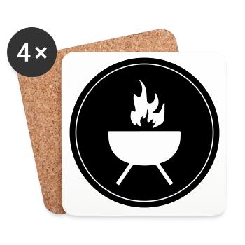Grill Icon Symbol - Coasters (set of 4) - white - Front