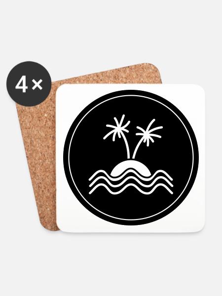 palme insel symbol - Untersetzer (4er-Set) - Weiß