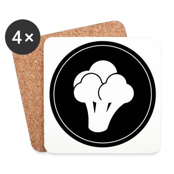 Broccoli Vegetables - Coasters (set of 4) - white - Front