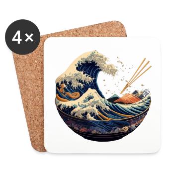 Große Kanagawa japanische Ramen - Untersetzer (4er-Set) - Weiß - Vorne