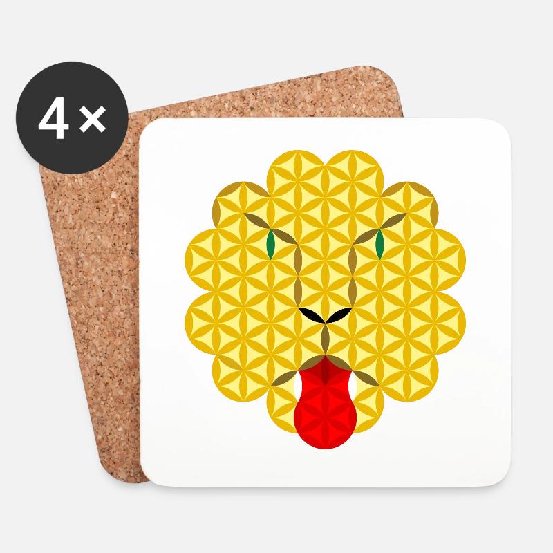 Löwe des Lebens Alpha - TGRE - Untersetzer (4er-Set) - Weiß