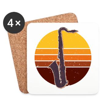 Retro Saxophone Gift Idea - Coasters (set of 4) - white - Front