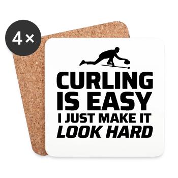 Curling Sweeping Fan Winter Ice Sport Curler Drôle - Dessous de verre (lot de 4) - blanc - Devant
