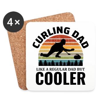 Curling Balai Sports de glace d’hiver Papa Fête des pères - Dessous de verre (lot de 4) - blanc - Devant