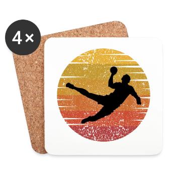 Handball Player Retro Vintage 80s Style Handballeur - Dessous de verre (lot de 4) - blanc - Devant