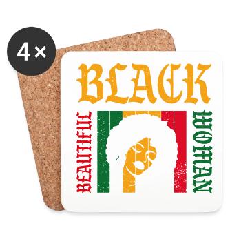 Belle femme noire rétro - Dessous de verre (lot de 4) - blanc - Devant