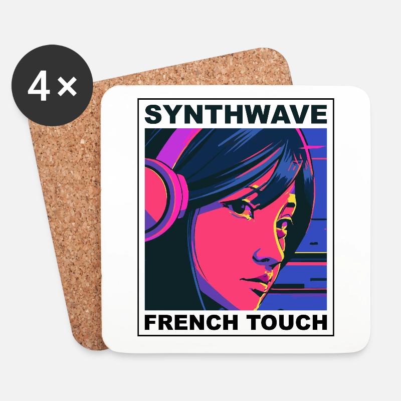 SYNTHWAVE FRENCH TOUCH - Untersetzer (4er-Set) - Weiß