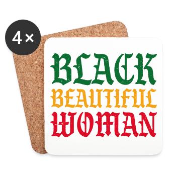 Belle femme noire - Dessous de verre (lot de 4) - blanc - Devant