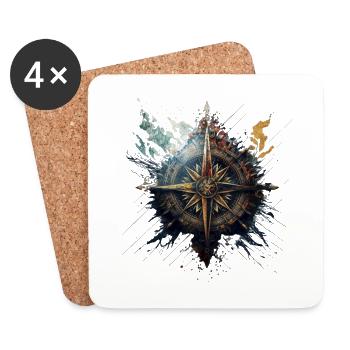 creative, maritime compass for the sailing tour - Coasters (set of 4) - white - Front
