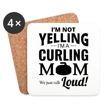 Curling Maman Hiver Sport de glace Curler Journée des mères - Dessous de verre (lot de 4) - blanc - Devant