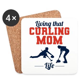 Curling Mama Winter Eissport Curler Muttertag - Untersetzer (4er-Set) - Weiß - Vorne