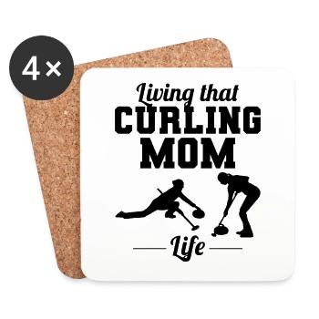 Curling Mama Winter Eissport Curler Muttertag - Untersetzer (4er-Set) - Weiß - Vorne